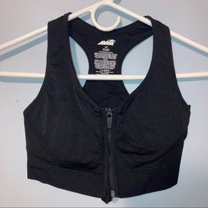 Black Zip Up Sports Bra